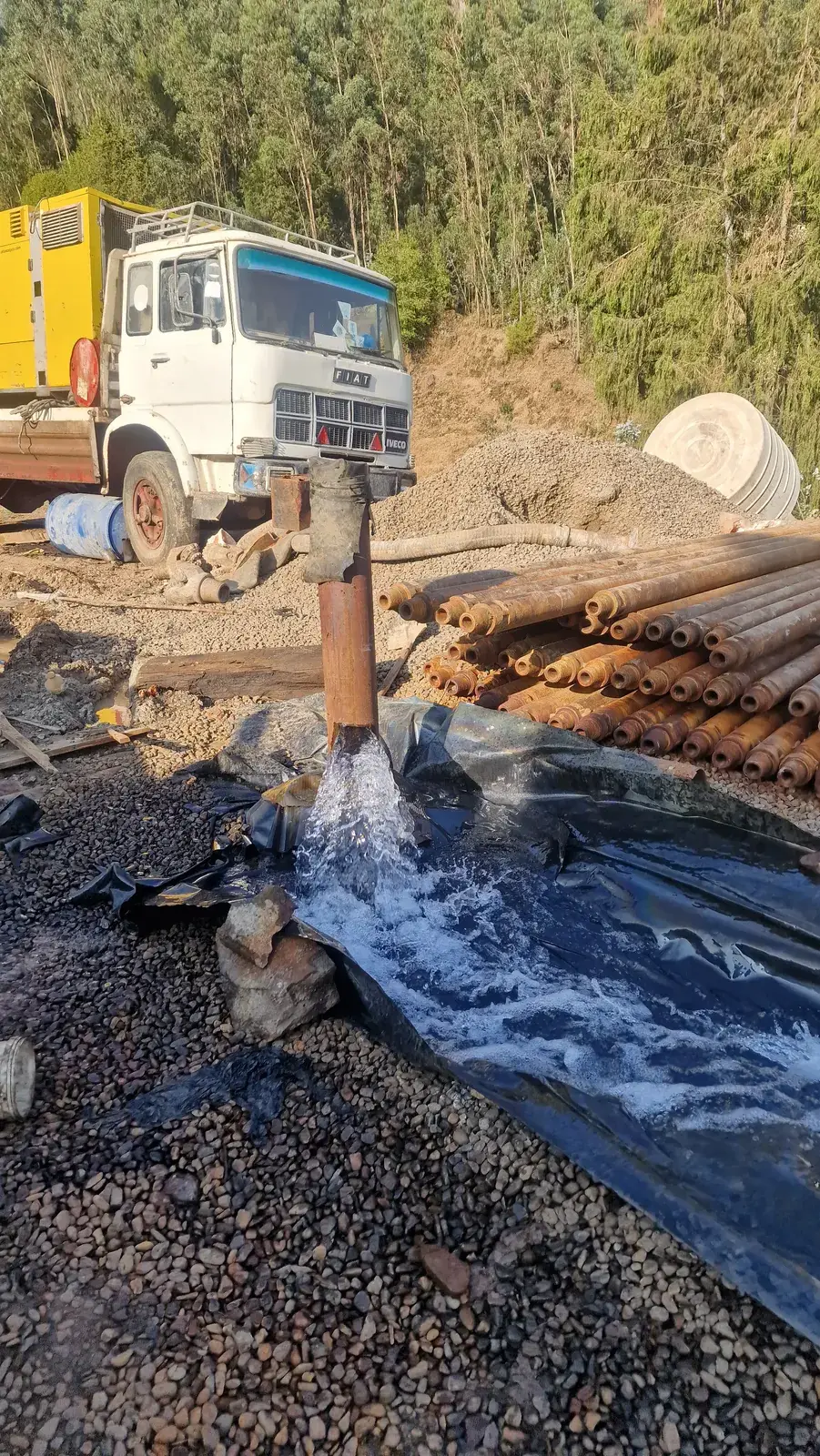 Water flowing from the artesian well near Entoto Kidanemihret Church