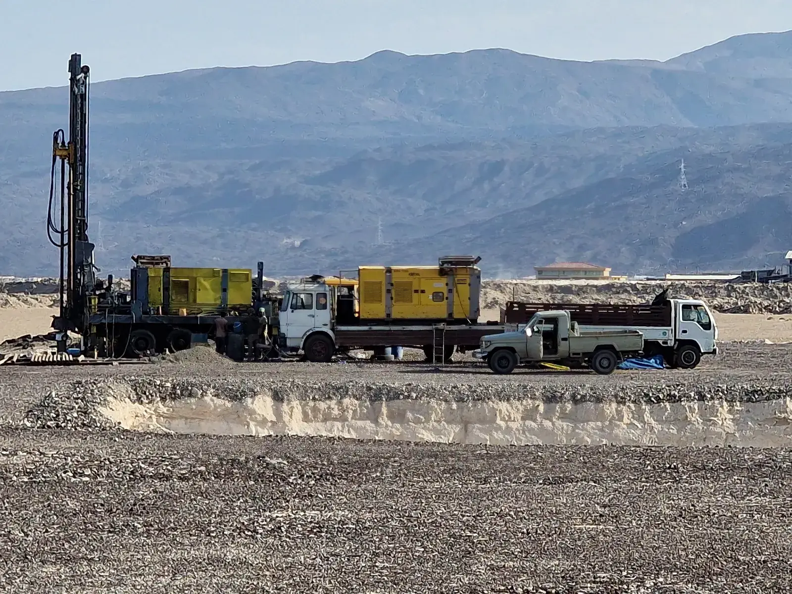 Liyat drilling rig and support fleet at Afdera, Afar Region